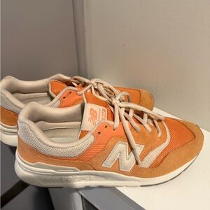New Balance Vibrant Orange and White Sneakers